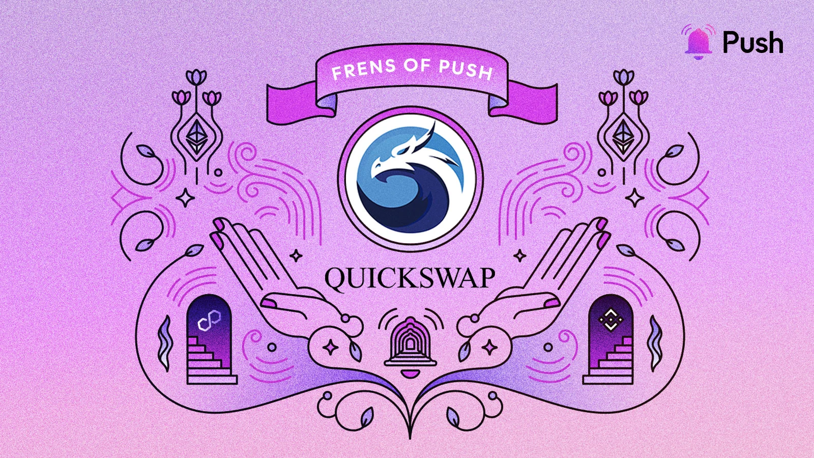 Cover Image of QuickSwap: Leading Asset Exchange on Polygon Joins Frens Of Push  