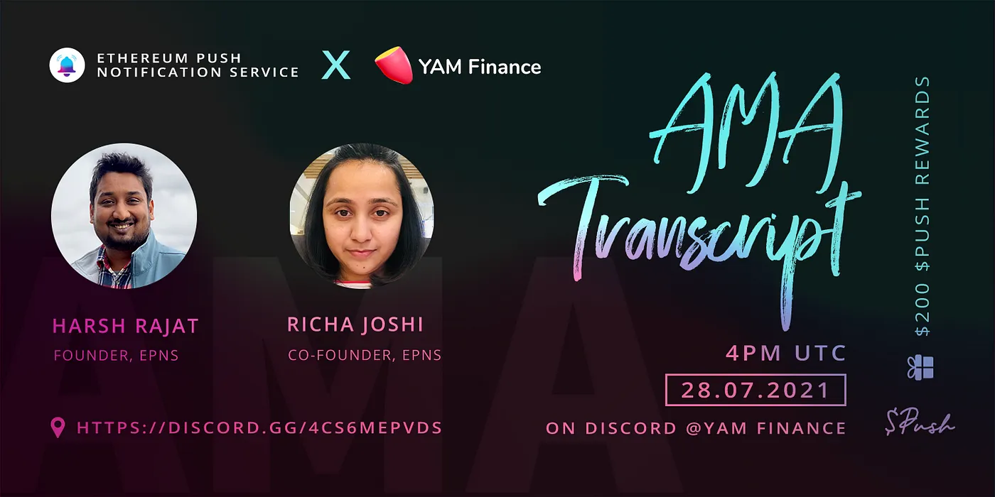 Cover Image of AMA with EPNS at Yam Finance