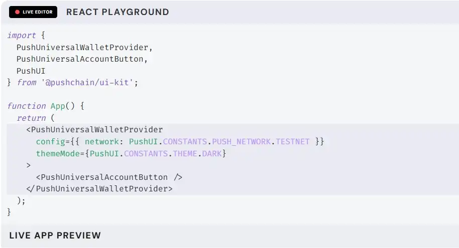 PushUniversalWalletProvider code example
