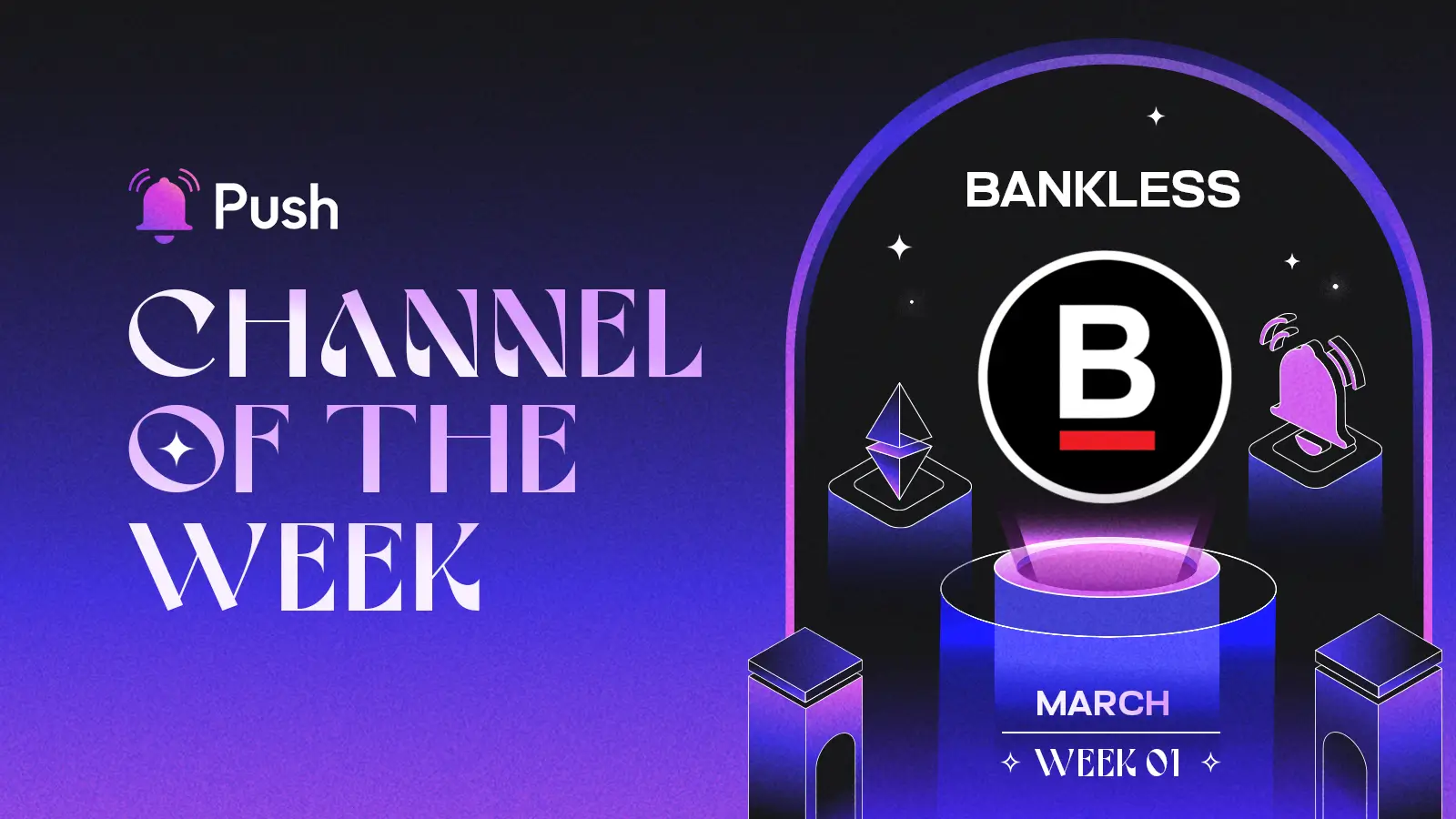Banner celebrating Bankless as March - week 1 channel of week