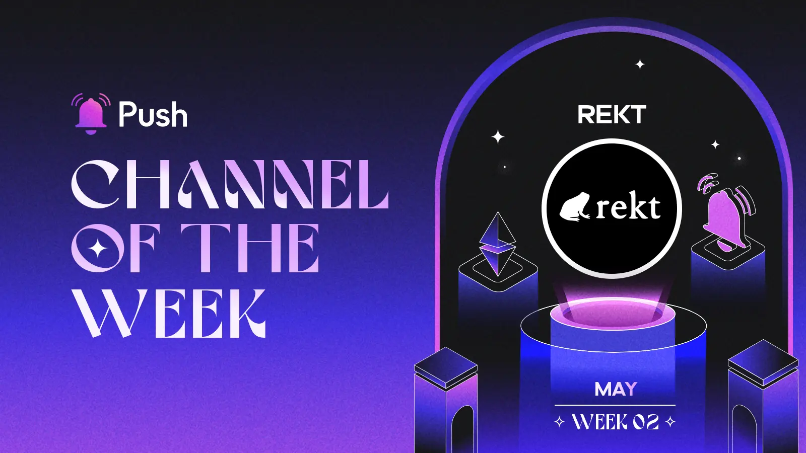 Banner celebrating Rekt as May - week 2 channel of week