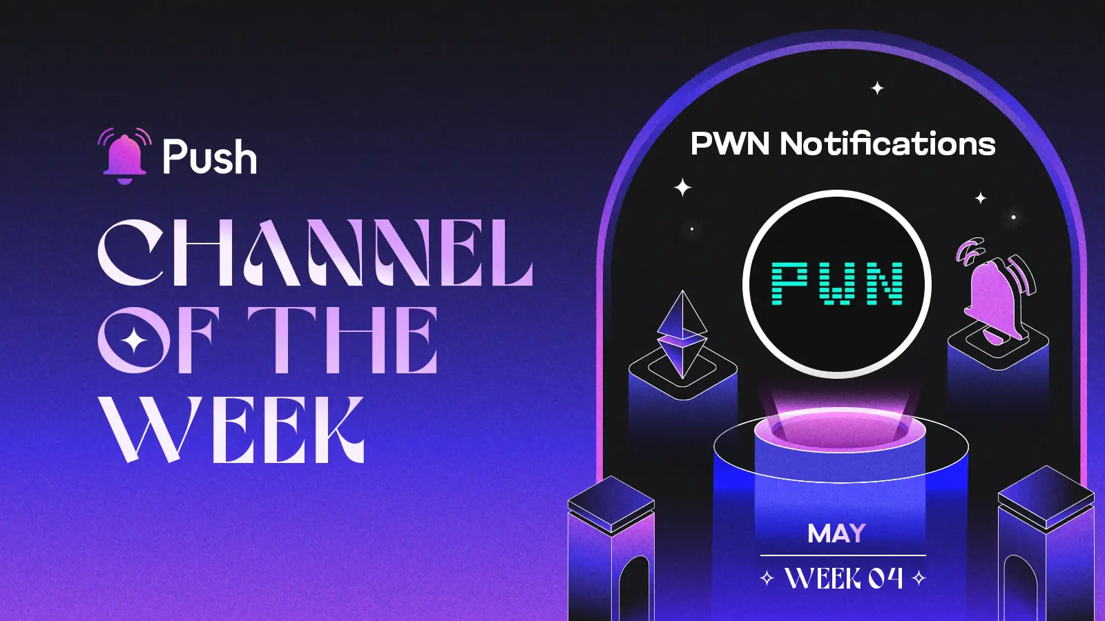Banner celebrating PWN Notifications as May - week 4 channel of week