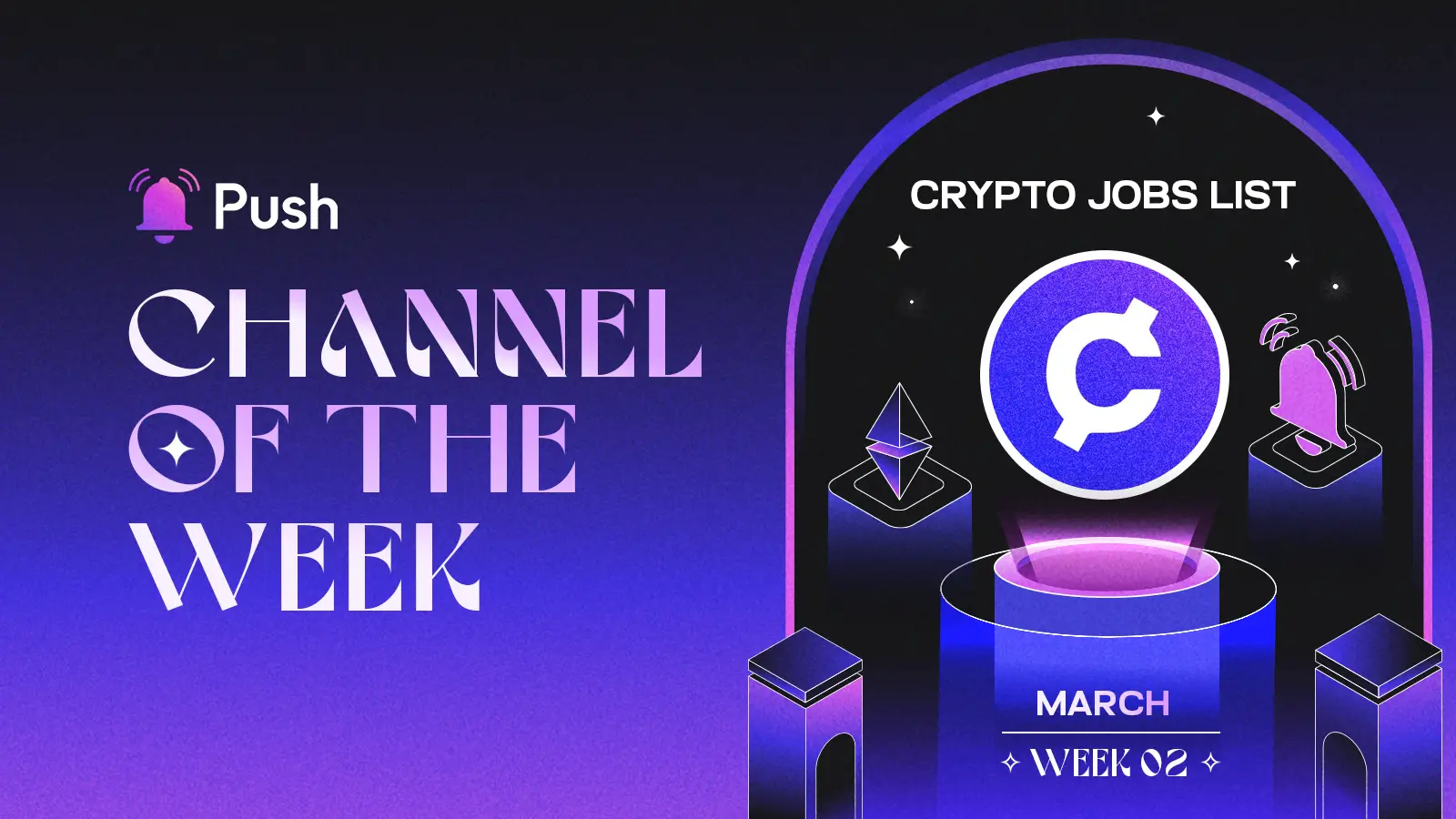 Banner celebrating Crypto Jobs List as March - week 2 channel of week
