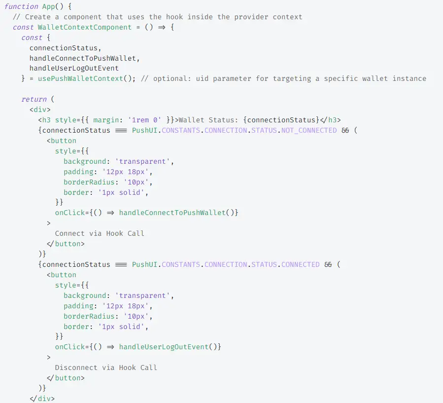 usePushWalletContext hook