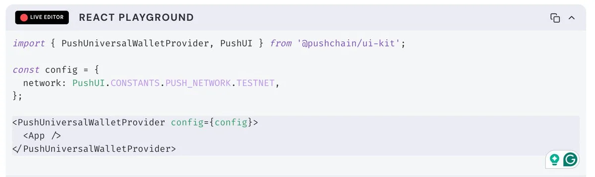 PushUniversalWalletProvider wrapper code