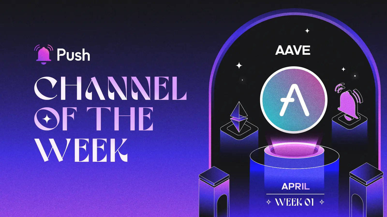 Banner celebrating Aave as April - week 1 channel of week