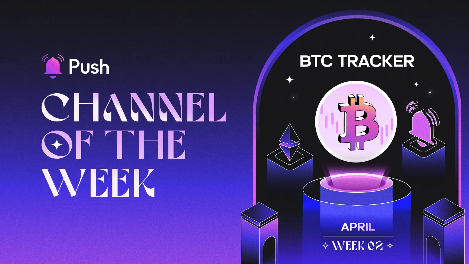 Banner celebrating BTC Tracker as April - week 2 channel of week