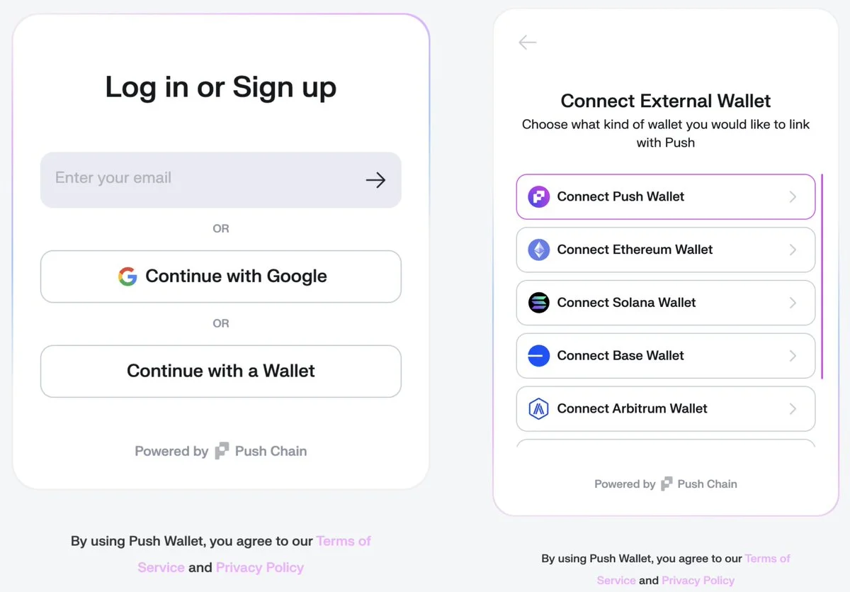 Universal wallet modal screenshot