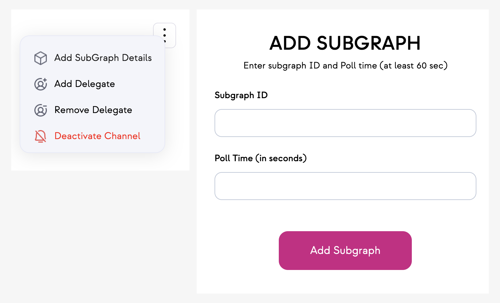 Push dApp subgraph option reference