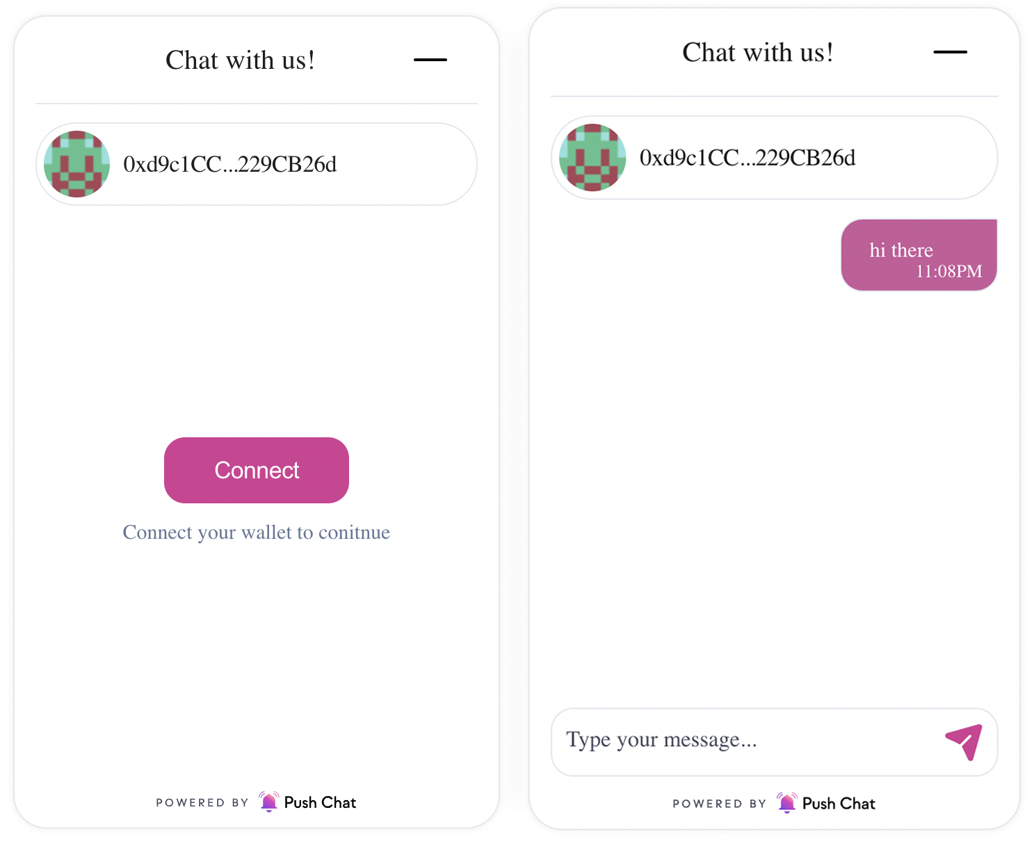 Support chat component using Push Chat protocol